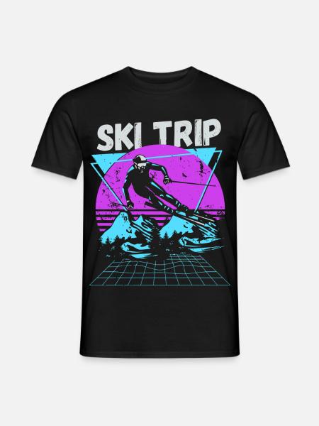 Retro Ski Trip Neon Graphic - Men's T-Shirt - black