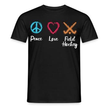 Peace Love Hockey sur gazon - T-shirt homme - noir - Devant - AI Model Male 178 light (178cm)