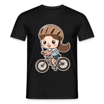 Fahrradfahrerin Cartoon Stil - Männer T-Shirt - Schwarz - Vorne - AI Model Male 178 light (178cm)