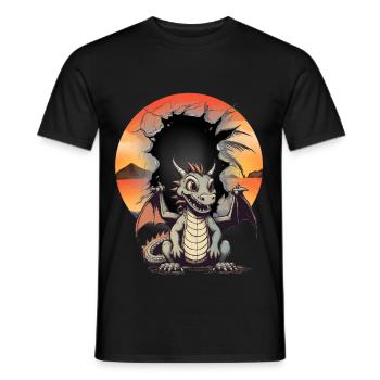 Dragon Child Kids Dragon Mythical Creature Fable - Men's T-Shirt - black - Front - AI Model Male 178 light (178cm)