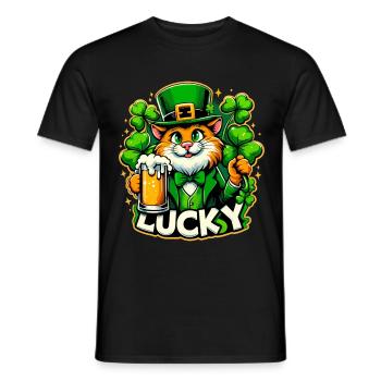 Saint-Patrick Leprechaun Cat Happy - T-shirt homme - noir - Devant - AI Model Male 178 light (178cm)