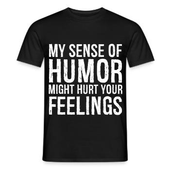 Mon sens de l’humour pourrait vous blesser - T-shirt homme - noir - Devant - AI Model Male 178 light (178cm)