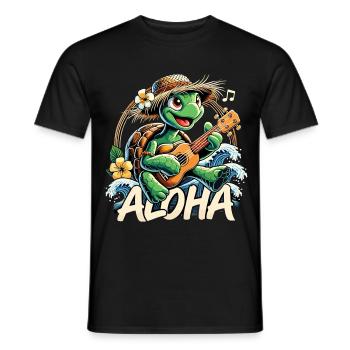 Aloha Turtle Ukulele Hawaii Sea Gift - Men's T-Shirt - black - Front - AI Model Male 178 light (178cm)