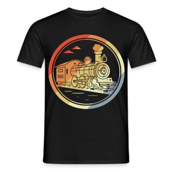 Locomotive Sketch Retro Style - Men's T-Shirt - black - Front - AI Model Male 178 light (178cm)