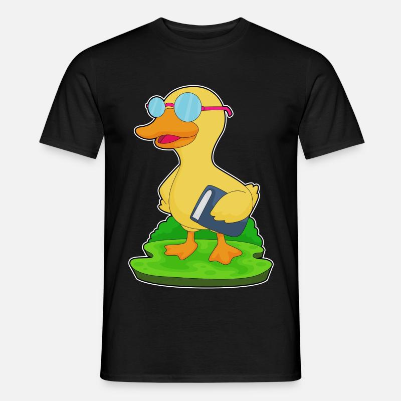 Duck Nerd Book Glasses - Men's T-Shirt - black
