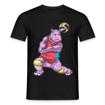 hippopotamus volleyball player volleyball - Men's T-Shirt - black - Front - AI Model Male 178 light (178cm)