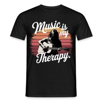 Music is My Therapy clef music fans and - Men's T-Shirt - black - Front - AI Model Male 178 light (178cm)