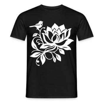 Le lotus blanc et l'oiseau - T-shirt homme - noir - Devant - AI Model Male 178 light (178cm)