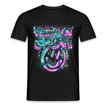 Im Dunkeln leuchtende Smileys und Text - Männer T-Shirt - Schwarz - Vorne - AI Model Male 178 light (178cm)