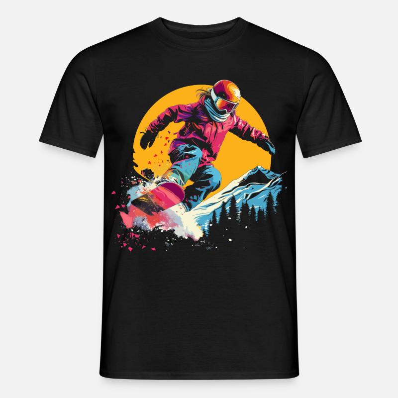 Snowboarder Synthwave - T-shirt herr - svart