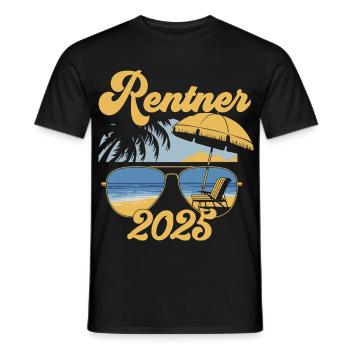 Beach Rentner 2025 Rente Frührentner Pension - Männer T-Shirt - Schwarz - Vorne - AI Model Male 178 light (178cm)