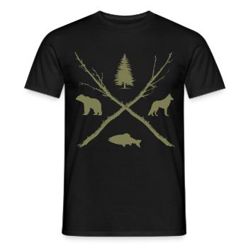 Wandern Outdoor Wald Jäger Naturfreund Geschenk - Männer T-Shirt - Schwarz - Vorne - AI Model Male 178 light (178cm)