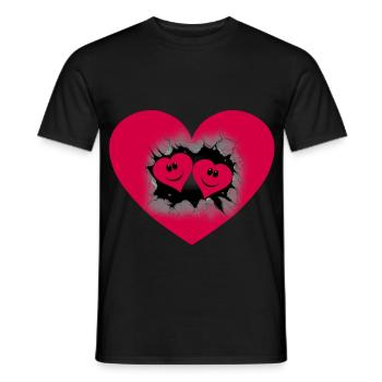 Cœur de la Saint-Valentin Coeurs Partenaire Saint-Valentin Amour - T-shirt homme - noir - Devant - AI Model Male 178 light (178cm)