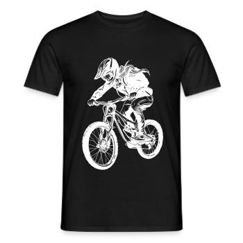 Mountain Biker Girl - Men's T-Shirt - black - Front - AI Model Male 178 light (178cm)