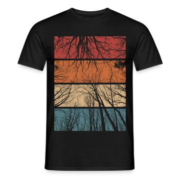 Wald Retro Natur Bäume Outdoor Wandern Geschenk - Männer T-Shirt - Schwarz - Vorne - AI Model Male 178 light (178cm)