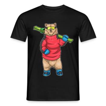 Sports d’hiver de ski Bear Skier - T-shirt homme - noir - Devant - AI Model Male 178 light (178cm)