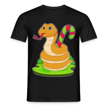 Canne de bonbon serpent - T-shirt homme - noir - Devant - AI Model Male 178 light (178cm)