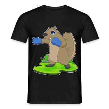 Biber Boxer Boxhandschuhe Boxen - Männer T-Shirt - Schwarz - Vorne - AI Model Male 178 light (178cm)