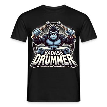 Knallharter Schlagzeuger Gorilla cool Geschenk - Männer T-Shirt - Schwarz - Vorne - AI Model Male 178 light (178cm)