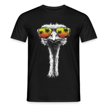 Autruche Lunettes de soleil Oiseau Palmiers Cadeau Rétro - T-shirt homme - noir - Devant - AI Model Male 178 light (178cm)
