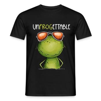 Cool frog with glasses and pun statement - Men's T-Shirt - black - Front - AI Model Male 178 light (178cm)