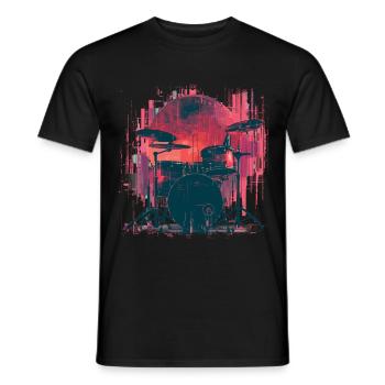 Vintage Drum Look - Men's T-Shirt - black - Front - AI Model Male 178 light (178cm)