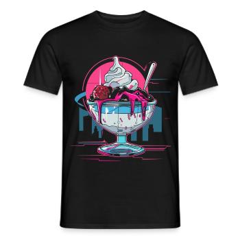 cream sundae Retrowave - Men's T-Shirt - black - Front - AI Model Male 178 light (178cm)