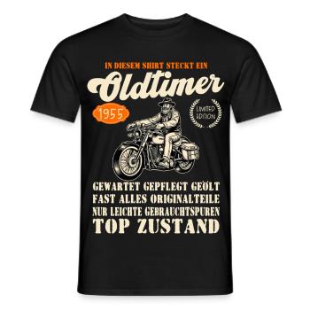 71 Geburtstag Oldtimer Motorrad 1955 Chopper - Männer T-Shirt - Schwarz - Vorne - AI Model Male 178 light (178cm)