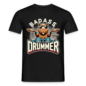 Knallharter Schlagzeuger Capybara cool Geschenk - Männer T-Shirt - Schwarz - Vorne - AI Model Male 178 light (178cm)