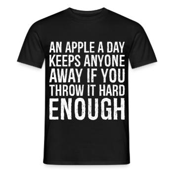 an apple a day keeps anyone away if you throw I - Männer T-Shirt - Schwarz - Vorne - AI Model Male 178 light (178cm)