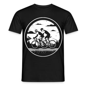 Cycling Illustration - Men's T-Shirt - black - Front - AI Model Male 178 light (178cm)