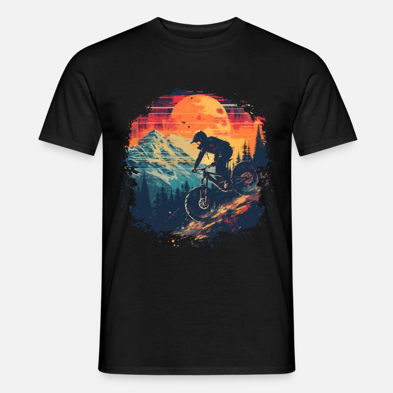 Mountain Biking Synthwave - Men’s T-shirt - black