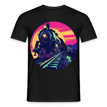 Illustration ferroviaire - T-shirt homme - noir - Devant - AI Model Male 178 light (178cm)