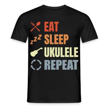 Eat Sleep Ukulele Repeat - Men's T-Shirt - black - Front - AI Model Male 178 light (178cm)