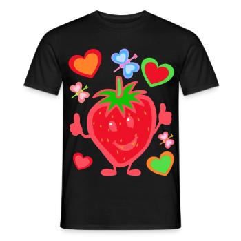 Erdbeere Erdbeer Kinder Kind Sommerzeit - Männer T-Shirt - Schwarz - Vorne - AI Model Male 178 light (178cm)