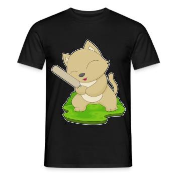Cat Cricket Cricket Bats - Men's T-Shirt - black - Front - AI Model Male 178 light (178cm)