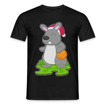 Basket-ball de Noël Bunny - T-shirt homme - noir - Devant - AI Model Male 178 light (178cm)