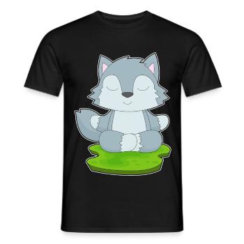 Wolf Yoga Fitness Meditation - Männer T-Shirt - Schwarz - Vorne - AI Model Male 178 light (178cm)