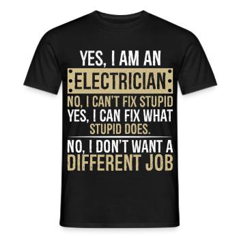 je suis électricien non je ne peux pas réparer stupide - T-shirt homme - noir - Devant - AI Model Male 178 light (178cm)