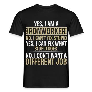 je suis ferronnier non je ne peux pas réparer stupide je - T-shirt homme - noir - Devant - AI Model Male 178 light (178cm)