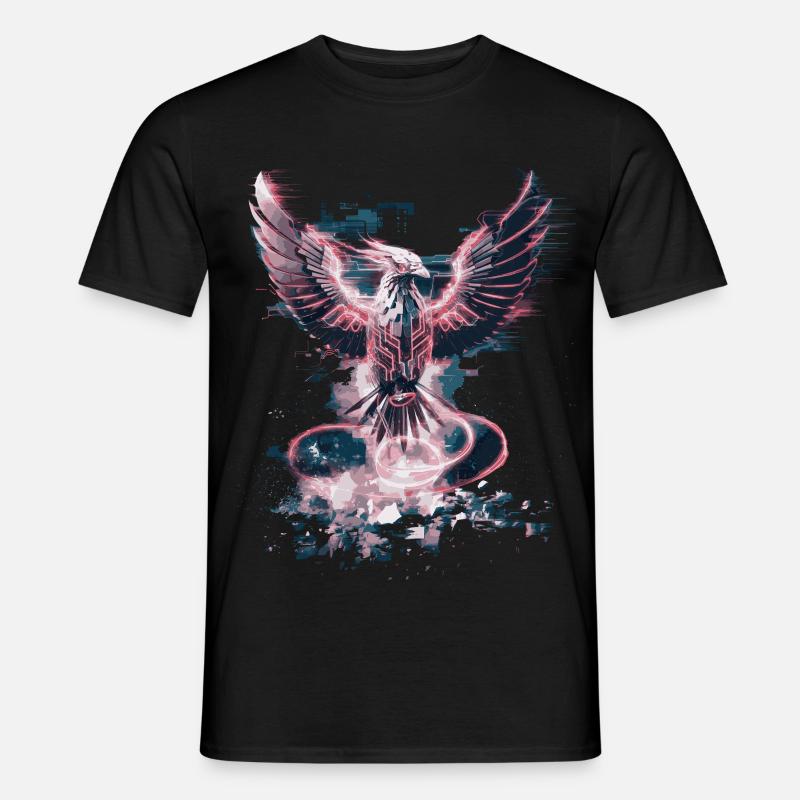 Cyber Phoenix – Digitale Wiedergeburt & Tech-Aufstieg - Männer T-Shirt - Schwarz