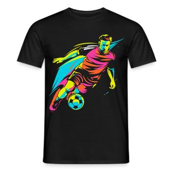 Soccer Player Retrowave - Men's T-Shirt - black - Front - AI Model Male 178 light (178cm)