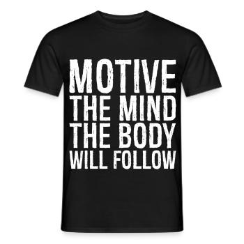 motif l’ le corps suivra - T-shirt homme - noir - Devant - AI Model Male 178 light (178cm)
