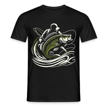 Pêche pêcheur perche poisson géant vert olive cadeau - T-shirt homme - noir - Devant - AI Model Male 178 light (178cm)