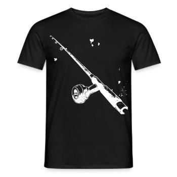 Fishing Rod Drawing - Men's T-Shirt - black - Front - AI Model Male 178 light (178cm)