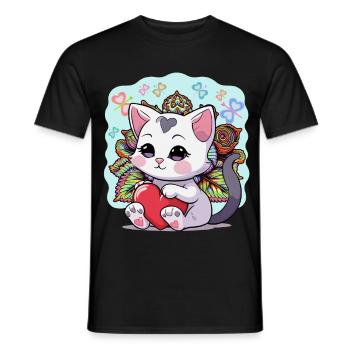 Indische Katze Katzen Herz Herzen indisch Kätzchen - Männer T-Shirt - Schwarz - Vorne - AI Model Male 178 light (178cm)