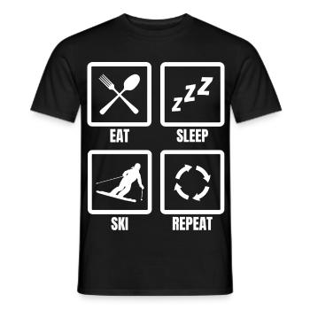 Manger Dormir Ski Répéter - T-shirt homme - noir - Devant - AI Model Male 178 light (178cm)
