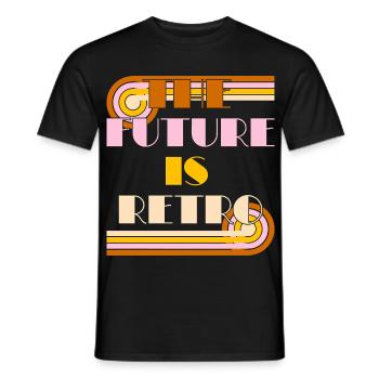The Future is Retro – 70s Nostalgia Statement - Men's T-Shirt - black - Front - AI Model Male 178 light (178cm)