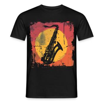 Saxophone Vaporwave - T-shirt homme - noir - Devant - AI Model Male 178 light (178cm)