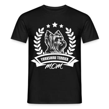« Yorkshire Terrier Mom » avec bannière et couronne de blé - T-shirt homme - noir - Devant - AI Model Male 178 light (178cm)